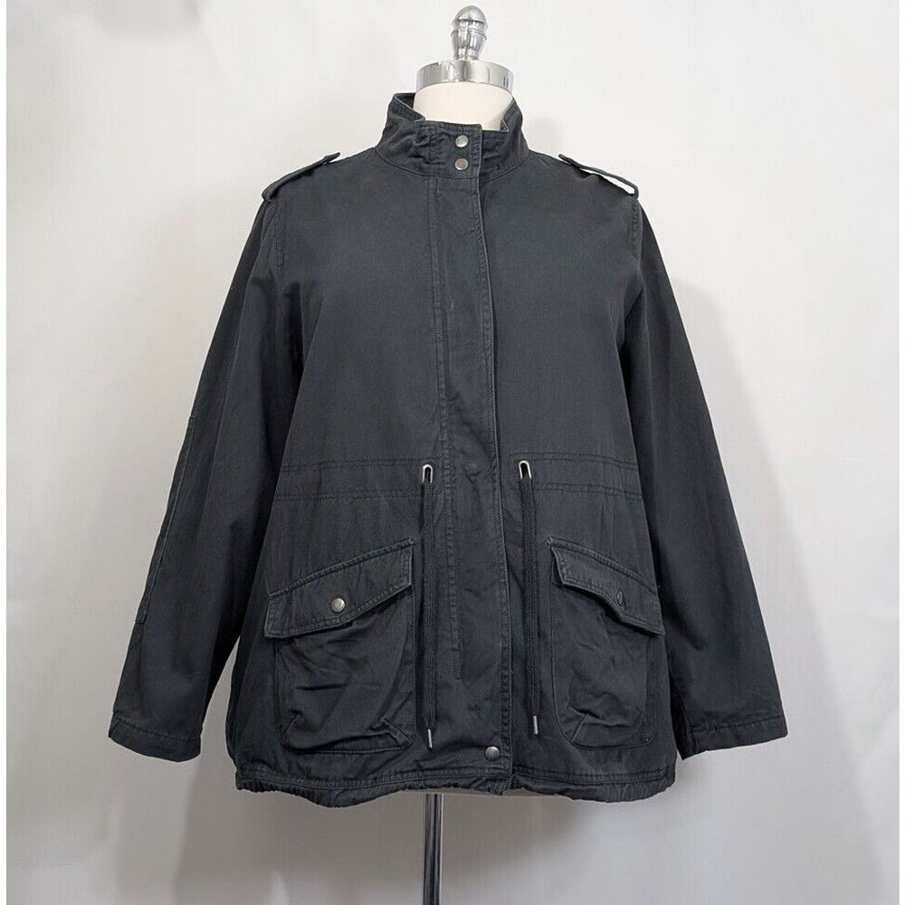 Molly & Isadora Jacket Gray Cargo Utility Cotton Shacket Women's Size 2X